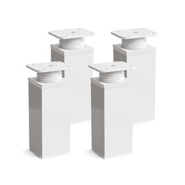 sossai® Designer furniture feet MFV1, height adjustable, square profile: 40 x 40 mm, colour: White