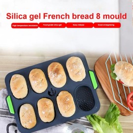 iPstyle Silicone Baguette Pan, Non-stick, BPA Free, Grey, 12 x 2.5 x in Gray