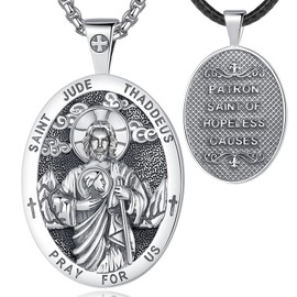 EUDORA Harmony Ball Sterling Silver 925 Cross Chain Saint Christopher Benedict Mary Miraculous Medal Archangel Medal Gabriel Metatron Seal of the 7 Archangels for Men Women, Sterling Silver, No