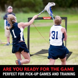 NET PLAYZ 4 x 4 x 4 Feet Lacrosse Goal Fast Install, Fiberglass Frame, Lightweight, Foldable, Portable, Carry Bag Included