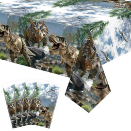FuenteOrilla 4 Pcs Dinosaur Tablecloths Dinosaur Party Table Covers Waterproof Rectangle Dino Table Cloth for Kids Boys Adults Birthday Party Picnic Supplies, 130 x 220 cm