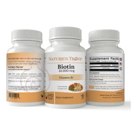 Nature's Trove Biotina 10,000 Mcg 240 Tabletas Masticables