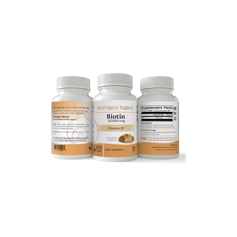 Nature's Trove Biotina 10,000 Mcg 240 Tabletas Masticables