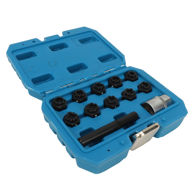 12pcs Wheel Locking Nut Key Kit Rustproof Anti Theft Lug