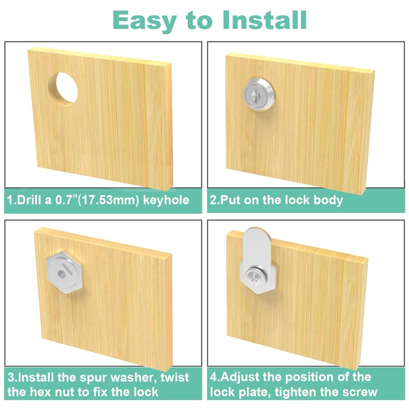 inBovoga 6 Pack Upgrade Cabinet Locks with Key, 1-1/8" Cam