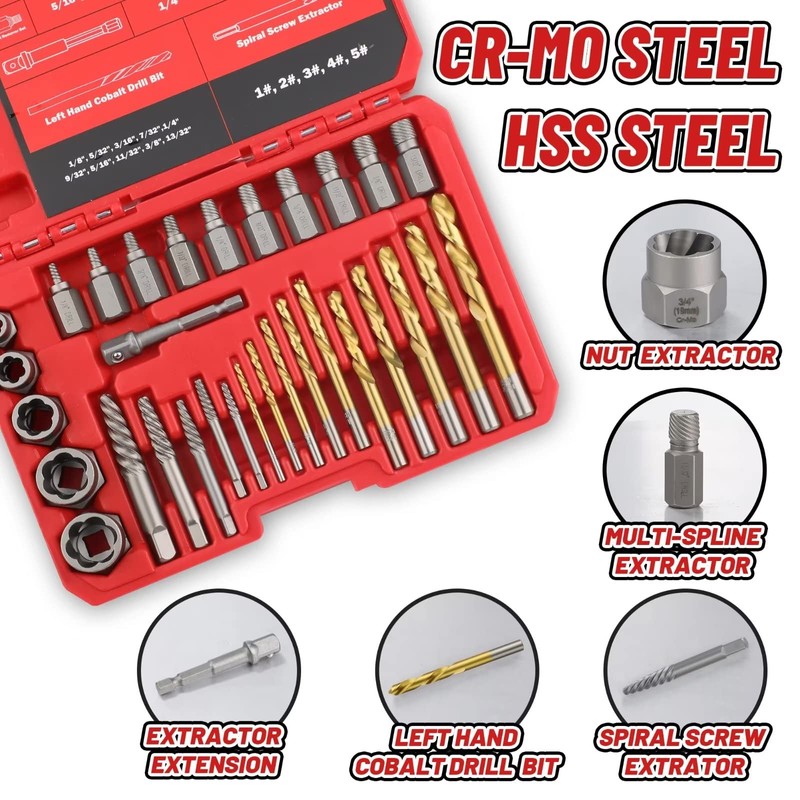 UYECOVE 35 Pcs Spiral Screw Extractor Bolt Extractor Set, 6542/4341