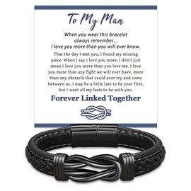 GBTBYS To My Man Bracelet, Gifts for Husband Boyfriend Fiance, Inspirational Leather Wristband Bracelet, Valentines Anniversary Birthday Gift for Him Black