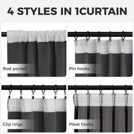 MRTREES Curtains with Ruffle Tape, Opaque Grey Short Blackout 175 x 140 cm (H x W), Loop Scarf, Set of 2, Rail System for Living Room, Bedroom, Girls, Youth, Curtains