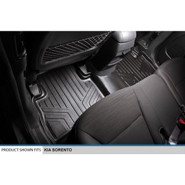 SMARTLINER Custom Fit Floor Mats 2nd Row Liner Black for 2014-2015 Kia Sorento