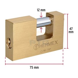 Hermex COR-75P Anti-lever lock 75 mm brass body