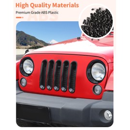 Summleaf Front Grill Insert+Headlight+Front Turn Light Cover Trim Compatible with Jeep Wrangler JK JKU 2007-2018,11PCS Exterior Trim Kits,Black
