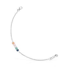 TOUS Pulsera de Plata de Primera Ley para Mujer con Gemas de Cuarzo de 2cm, 17,5cm de Largo, Elegante y Original, Colección TOUS Mini Color
