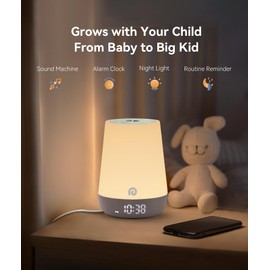 Dreamegg Sound Machine Baby- Kids Sleep Trainer Clock with Night Light Smart Control, White Noise Machine for Sleeping, Ok to Wake Machine for Kids, 34 Soothing Sounds, Alarm Clock, Toddler Kid Bedroom