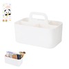 DIBALIYI Plastic Basket Organiser with Handle, Desk Organiser White with