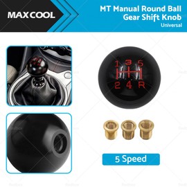 MAX COOL 1 Set Universal 5 Speed Car MT Manual Round Ball Gear Shift Knob Shifter Lever Black