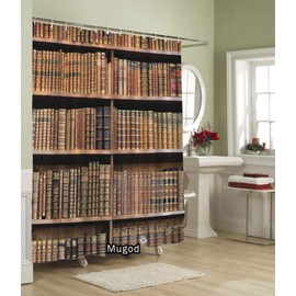 Mugod Library Shower Curtains Old Books on Wooden Shelf in The National Library of Vienna Decorative Bathroom Waterproof Fabric Shower Curtain with 12 Hooks 60 x 72 Inches