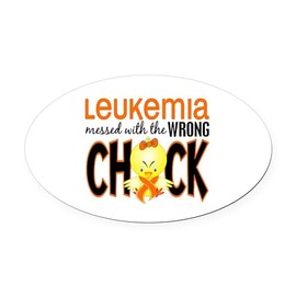 CafePress Leukemia Messed with Wrong Chick Oval Car Magnet, Euro Oval Bumper Magnet