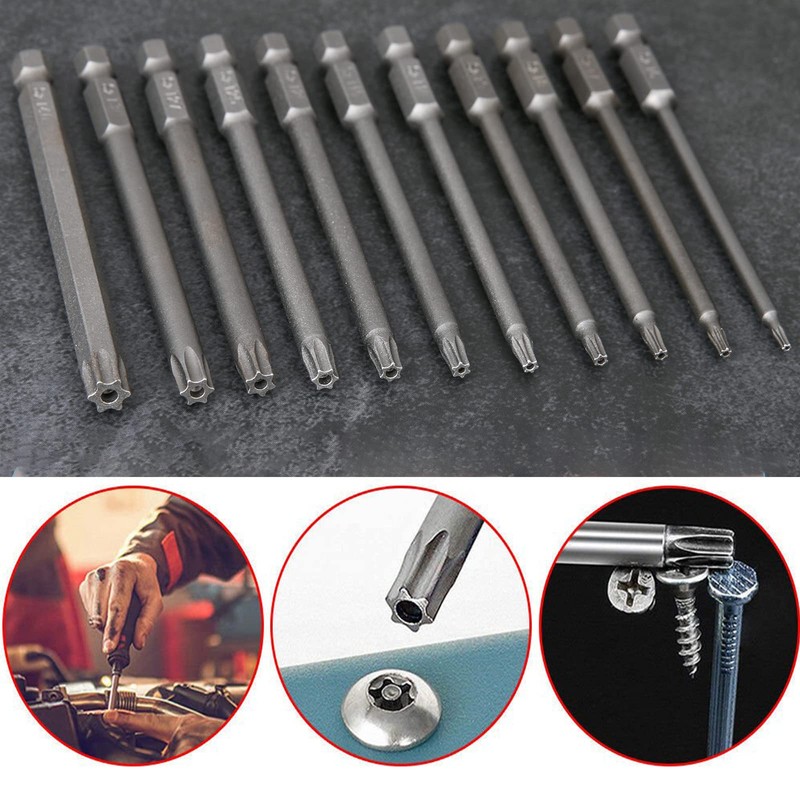 WANGR 11pcs Torx Screwdriver Bit Set T6-T40 1/4 Inch Hex