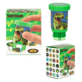 Depesche 13349 Dino World Stamper Set for Stamping Dinosaur Stickers, Includes Stamp and 160 Stickers, Multi-Colour, One Size
