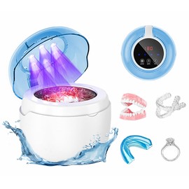 ZVXCABV Limpiador Ul Trasónico Dental, Limpiador Ultrasónico De Retenedores, Ultrasónico UV Con 4 Modos, Adecuado Para Limpiar Aparatos Dentales, Dentaduras Postizas, Retenedores y Joyas