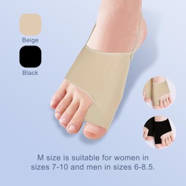 Twoyu Bunion Corrector for Women and Men, Big Toe Straightener, Relief Splint Pads, Brace Socks Corrector, Hallux Valgus, 2 Pair (Beige+Black)