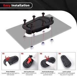 BARTOO Universal Racing Car Flush Mount Quick Release Hood Latch Pin No Key Locking Kit