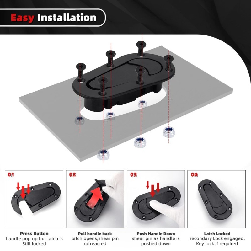 BARTOO Universal Racing Car Flush Mount Quick Release Hood Latch