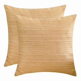 The White Petals Gold Euro Pillow Covers (Faux Silk, 26x26 inch, Pack of 2)