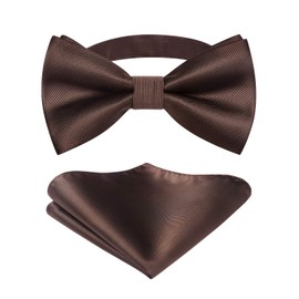 HISDERN Men's Bowtie, One-Touch, Plain, Striped, Hook Type, Bowtie with Square Set, Easy to Put on and Take Off, Washable, Entrance Ceremonies, Weddings, Receptions, Chorus, Parties, 11 Colors, 03