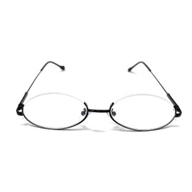 TOKYO GOODS MARKET Round Underrim Date Glasses, Bottom Frame, Fashion Glasses, One Size Fits Most, Black