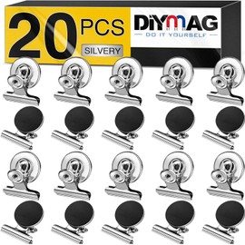 DIYMAG Fridge Magnet,Refrigerator Magnetic Clips, Heavy Duty Strong Fridge Magnets,Whiteboard,Office, Locker,Classroom(Silver, 20PCS)