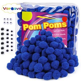 Veroave 150 Pieces Pom Poms 1 Inch Dark Blue,Small Pom Poms for Crafts, Fuzzy Balls, Puff Balls, Arts and Crafts Pom Pom Balls for DIY Art Creative Crafts Decorations