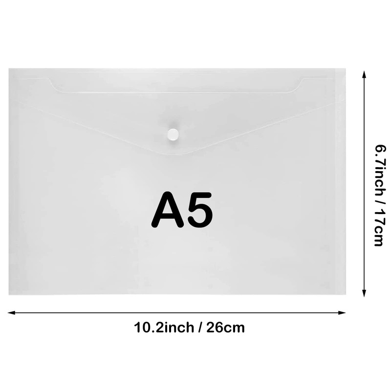 Syolee A5 Plastic Wallets 5 Pcs Files Folders Popper Document