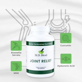 M.D. Joint - Expert Formulated Supplement - Knees, HIPS, Ankles Movement & Mobility - Daily Wellness Blend - Collagen, Hydrolyzed, Glucosamine, BioPerine, Turmeric - 120 Capsules (Pack of 1)