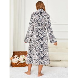 RONGTAI Women Long Plush Fleece Thick Hooded Robe with Pockets Fluffy Sleepwear for Men, Python, S