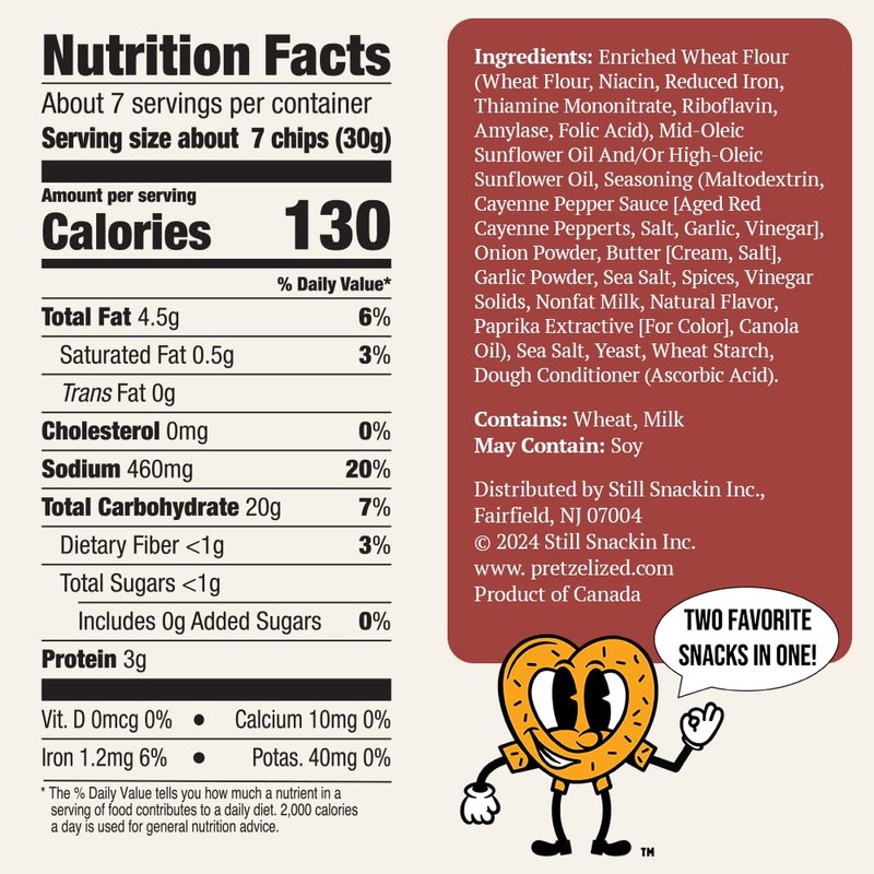 PRETZELIZED Snacks PRETZELIZED Pretzel Pita Chips, Buffalo Flavored, 7oz Bag