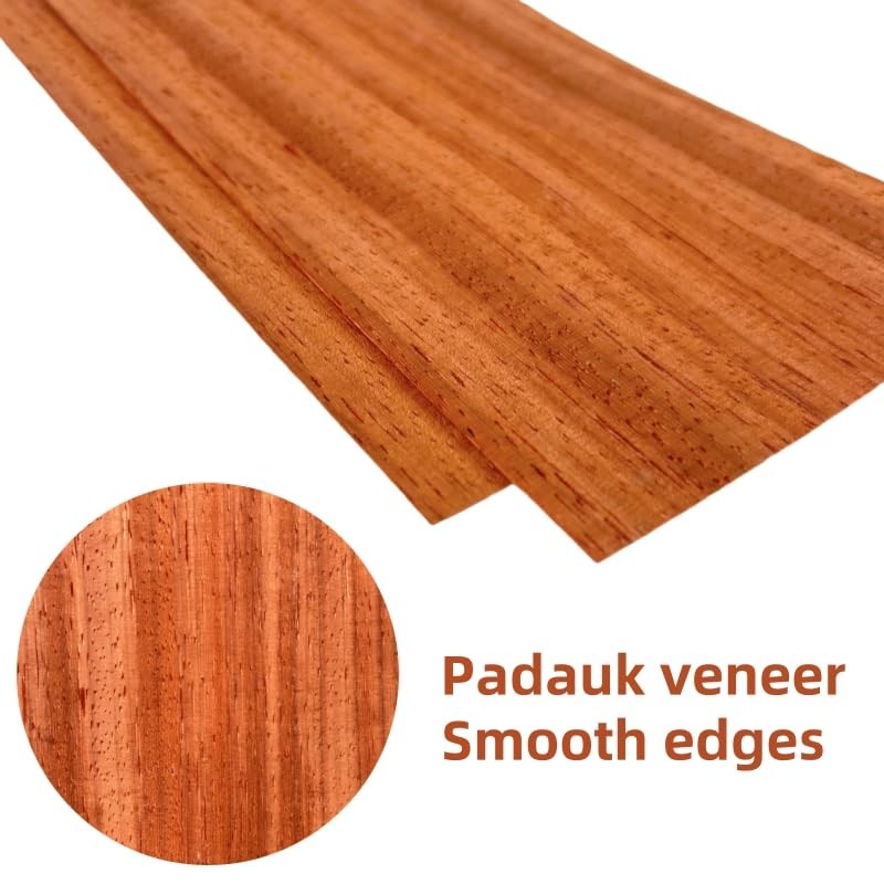 0.4mm Thick Unfinished Padauk Veneer Pack 10cmx20cm (10PCS) for Marquetry,