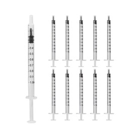 kuvanspok 10 Pack 1ml/cc Plastic Syringe Liquid Measuring Syringe Tools Individually Sealed with Measurement for Scientific Labs, Measuring Liquids, Feeding Pets, Medical Student, Oil or Glue