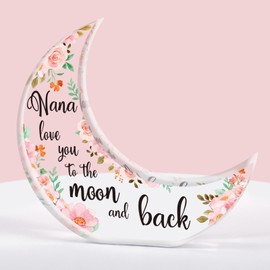 Einanmut Nana gifts - Acrylic Moon Deco Gifts for Nana, Touching Sayings Engraved Gifts for Grandma, Nana Birthday Gifts, Great Grandma Gifts for Mothers Day Birthday Thanksgiving Christmas 3.8 x 4 in