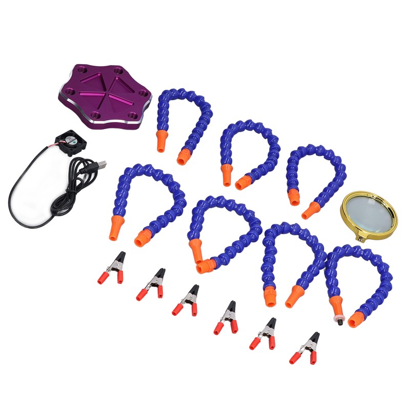 Helping Hand Soldering Station with 6 Flexible Arms USB Fan