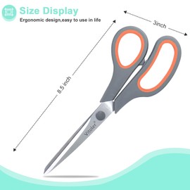 Vitoler Scissors All Purpose Scissors Bulk 3-Pack, 8.5" Heavy Duty Scissors, Sharp Scissors for Sewing Fabric Craft Art and Craft DIY Supplies, Right/Left Handed Scissors with Soft Comfort Grip
