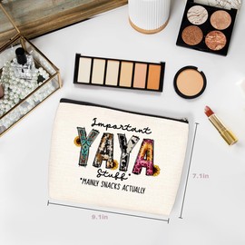 Yaya Gifts Grandma Gifts Western Sunflower Makeup Bag Best Grandma Gifts for Female Women Grandmother Grammy Mimi Cosmetic Bag Birthday Christmas Mothers Day Grandmothers Day Gifts Travel Pouch