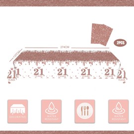 yayafunfun 2pcs Rose Gold 70th Table Cloth,70th Birthday Table Decoration,Happy 70th Birthday Tablecloth for Ladies Women,137 * 274cm Plastic Tablecloths Table Cover 70th Birthday Decorations for Her