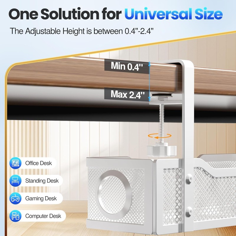 Cinati Under Desk Cable Management Tray – 15.7” No-Drill Cable