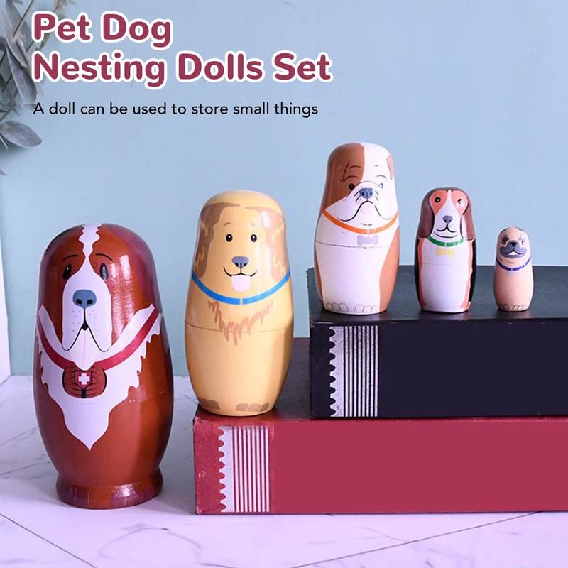 Cute Dog Matryoshka Dolls, Exquisite Craft, Unique Polished Smooth Corners,