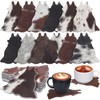 Hushee 12 Pcs Cowhide Coasters Round Natural Leather Cowhide Drink
