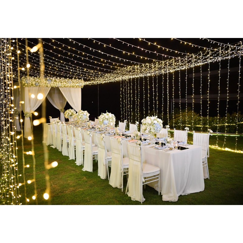 Solhice LED Curtain Lights Outdoor 40ft x10ft, 800 LED Plug