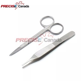 PRECISE CANADA 2 Pcs Classic Suture Removal Kit Adson Forceps Scissors Set Surgical Instruments