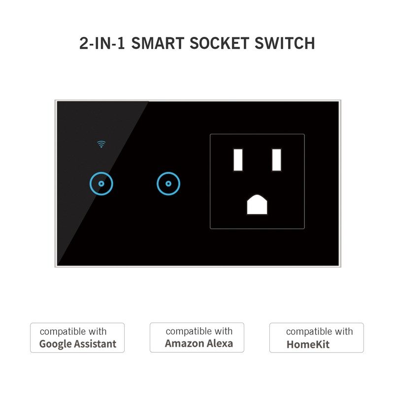 Wifi Smart Wall Outlet 2 in 1 Convenient Voice APP