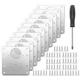Stainless Steel Hinge Repair Plate 10pcs with Hole Plate Repair Easy Installation Hinges Plate Mounting Screws for Wooden Kitchen Cabinet Door Furniture Shelves (10)